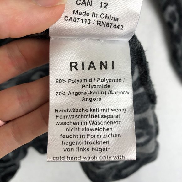 Riani Women's Size 12 Grey Animal Print Angora Blend Sweater Knit Long Sleeve - Picture 9 of 15